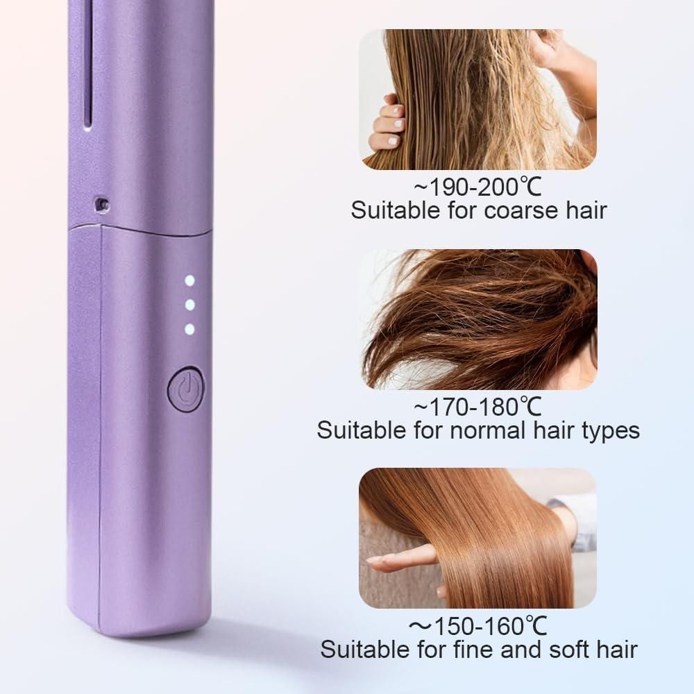 Rechargeable Cordless Hair Straightener Brush – Portable Mini Comb for Smooth & Frizz-Free Hair